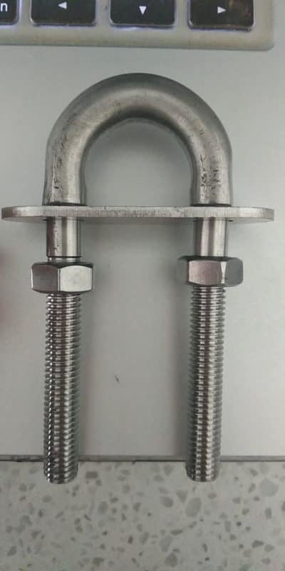 Stainless steel U-Bolts attached to climbing wall_RMC