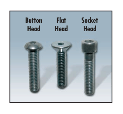 Different type of bolts used to attach climbing holds to climbing wall
